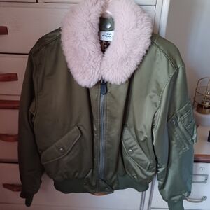 COACH BOMBER JACKET WITH SHEARLING TRIM